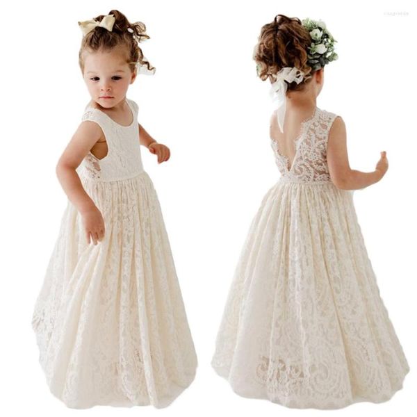 Vestidos de niña de talla grande princesa niñas algodón encaje fiesta vestido largo bebé niños flor boda cumpleaños niños ropa 2 4 6 8 10 12 14