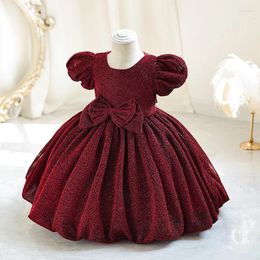 Robes de fille princesse grande robe haut de gamme enfants Pompadour fleur enfant noeud 80-120 cm