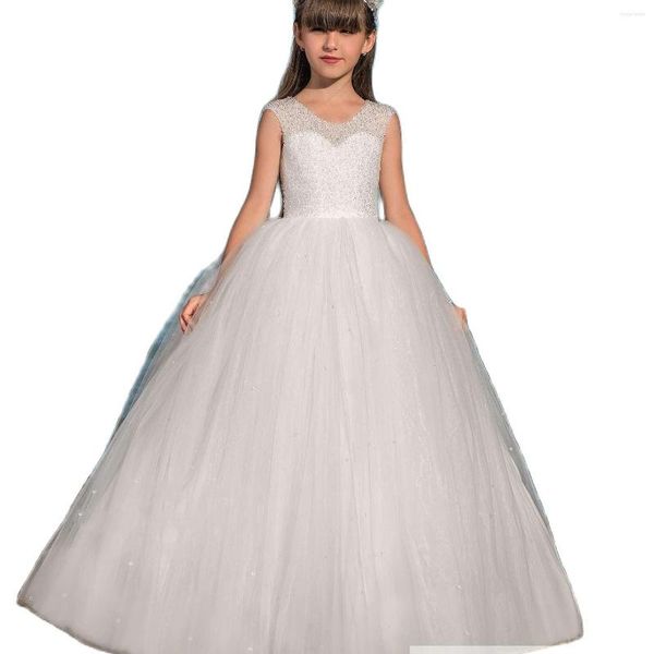 Robes de fille princesse enfant plage robe de mariée Style robe de concours occasion spéciale avec chérie pour les filles âgées de 2-13 ans