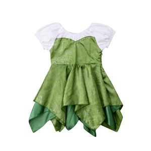 Robes de fille vêtements de princesse 6M-3T porte une fête de mariage bal d'anniversaire enfants brillant scène soirée tissu vert robe irrégulière fille