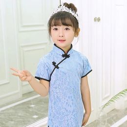 Robes de princesse pour filles, Costumes traditionnels chinois, Cheongsams Hanfu, serré, motif floral dragon phénix, Kimono en Satin pour enfants