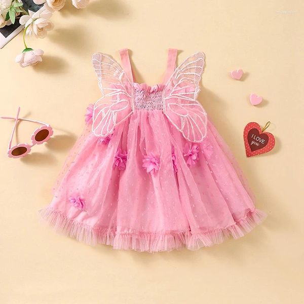 Vestidos de niña princesa fiestas vestidos para niños para niños pequeños mal mangas sin mangas 3d ropa infantil de hada bebé disfraz de hadas con alas