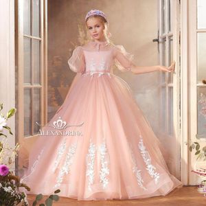 Fille robes princesse rose fleur filles petite robe de soirée mariage enfants robe de reconstitution historique pour Poshoot enfants anniversaire