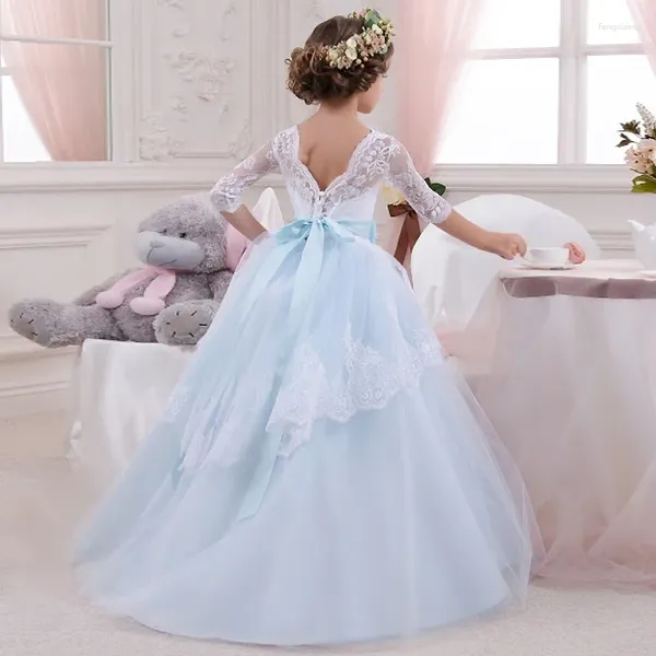 Robes de fille princesse bouffante fleur bébé fête de mariage haut-bas enfant robes d'anniversaire première Communion Dresse