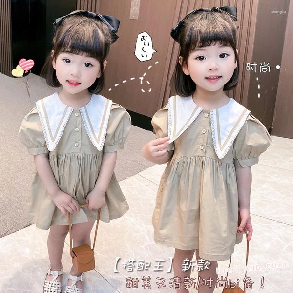 Robes de fille Jupe princesse 2024 robe d'été bébé Navy de style étranger pour enfants