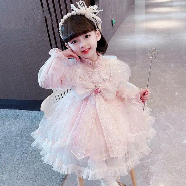 Robes de fille Style princesse robe filles Sping automne manches longues vêtements Lolita fête soirée Costume cadeau pour 2-12Y enfants Q98