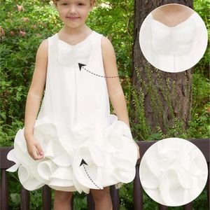 Vestidos de niña Princesa Vestido blanco Elegante Sin mangas Vacaciones Ropa para niños Fiesta Bebé Niñas
