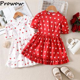 Fille robes prowow 1-5y enfants valentines robe filles d'été à manches courtes à manches courtes imprimées pour le costume de fête jour