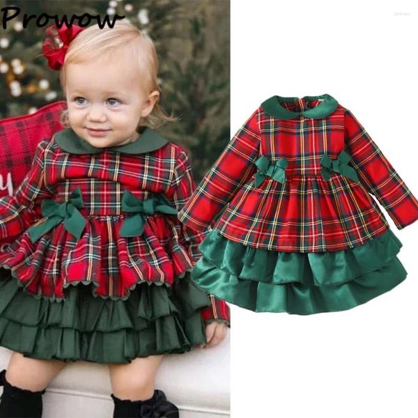 Vestidos de niñas Prowow 1-6y niños Navidad para niñas pastel a cuadros rojo princesa vestida para niños