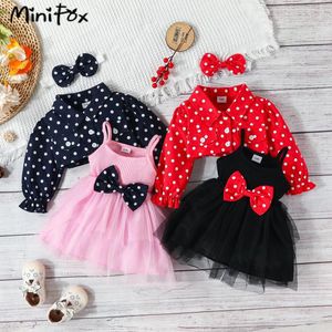 Robe fille prowow bébé avec manteau veste de points rouges et robe noire princesse anniversaire fête pour filles gâteau smash tenue