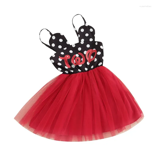 Vestidos de niña Pudcoco Baby Two Year Birthday Tulle Tulle Tulless Spaghetti Strap Pounds estampado Tutu Nitdler Summer