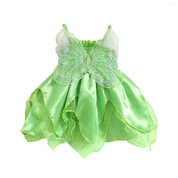 Robes de fille pudcoco pour enfants pour enfants bébé princesse robe sans manches smockée costume de fée avec ailes 1-5T