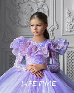 Robes de fille gonflées robe à paillettes longueur de thé princesse Dres fleur mignon bébé fête d'anniversaire