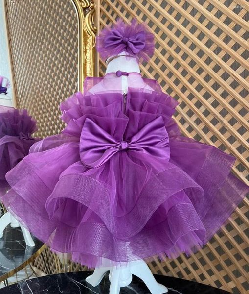 Vestidos de niña vestido de princesa hinchado púrpura cumpleaños flor esponjosa niño primera comunión vestido de bebé