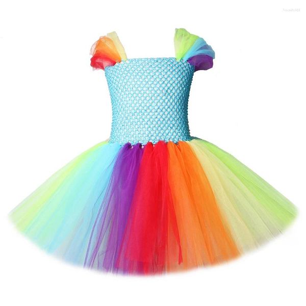 Robes Tutu arc-en-ciel pour filles, tenue de princesse, petit cheval, Costumes de Cosplay, carnaval, fête d'anniversaire, robe de bal pour enfants