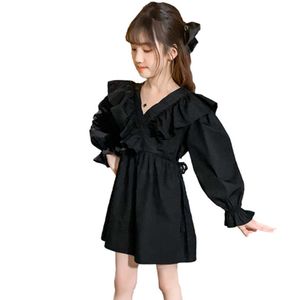 Robes de fille Ruffles Girls Party Robe Printemps Automne Enfants Casual Style Vêtements 6 8 10 12 14 210528