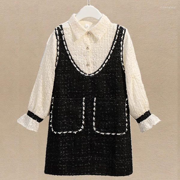 Robes de fille Uniforme scolaire Enfants Preppy pour filles Vêtements Patchwork Plaid Tenues Adolescents Automne Printemps Bébé Enfants Costumes 4-12