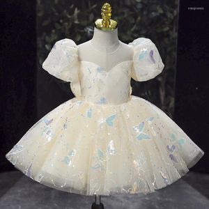 Fille Robes Sequin Bébé Pour Anniversaire Baptême Champagne Dentelle Enfants Fête De Mariage Princesse Tulle Tutu Robe Formelle Vestidos