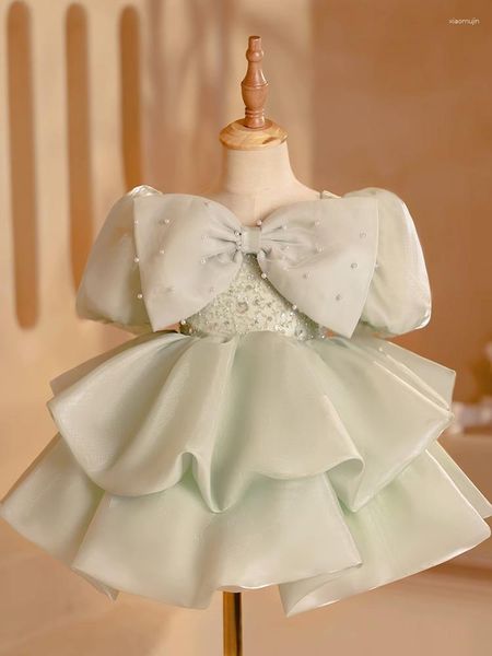 Robes de fille paillettes dentelle enfant en bas âge filles fête broderie tulle bébé 1er anniversaire robe de baptême volants enfants robe de soirée de mariage