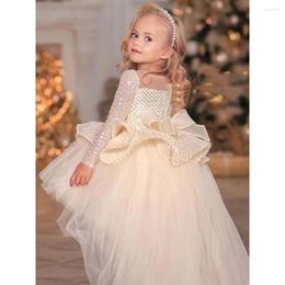 Fille robes paillettes en mailles robe de bal de fête de fête d'enfants