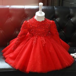 Fille robes paillettes bébé fête à manches longues enfants vêtements anniversaire princesse Tulle Tutu robe enfants vêtements de baptême