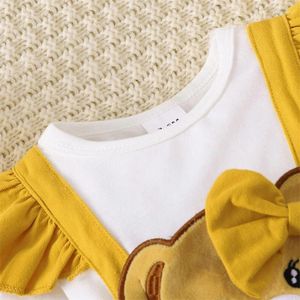 Robes de fille SHUING Enfant en bas âge bébé Saint Valentin tenues ours broderie robe trapèze à manches longues à volants col rond jupe de princesse