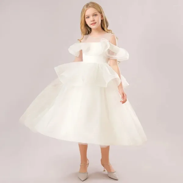 Robes de fille Simple Puffy Fleur Robe De Mariée Fête D'anniversaire Beauté Pageant Haute Qualité Princesse Robes De Bal Première Communion Porter