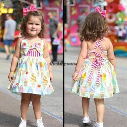 Vestidos de niña Falda Bebé infantil Sin mangas Estampado de helado de verano con vestido de tutú en