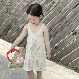 Robes de plage pour filles, douces et respirantes, en coton tricoté, gilet à bretelles, pour princesse, vacances, Boho, 2-7 ans, été