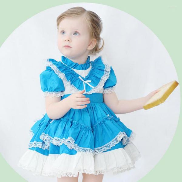 Vestidos de niña estilo español de verano Vestido lolita para 1-6 años para niñas Niños de manga corta GOWS GOWNS BABINO DE Nombre de bebé