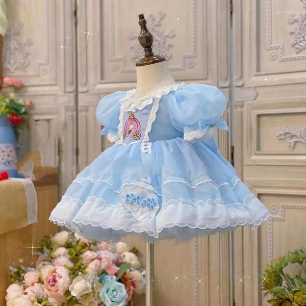 Vestidos de niña español Vintage Lolita princesa vestido de baile encaje bordado diseño fiesta de cumpleaños dulce lindo para niñas Pascua Eid A1481