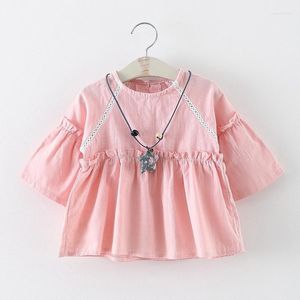 Fille robes printemps 2022 bébé filles robe avec collier mignon infantile coton princesse Vestidos livraison gratuite 0-3T