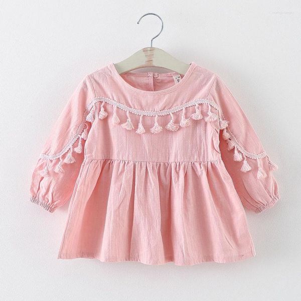 Vestidos de niña Spring Autumn Baby Girls Princess Dress Fashion Tassel Camisa de manga larga
