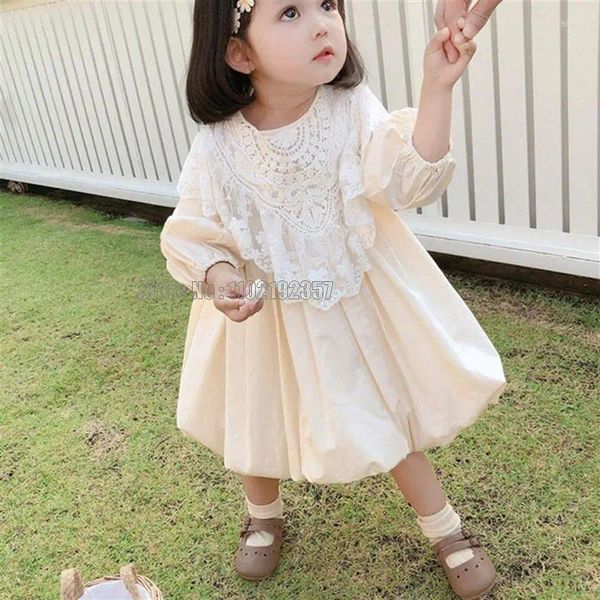 Robes de printemps et d'automne pour filles, vêtements de princesse avec col en dentelle détachable, manches longues, féerique, vêtements pour enfants