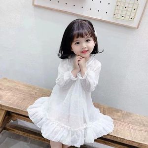 Vestidos de niña Primavera Otoño Vestido blanco Princesa Estilo extranjero Bebé Hada Tutú de gasa de manga larga