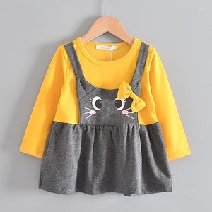 Robes de fille printemps bébé robe princesse filles mignonnes à manches longues t-shirts hauts dessin animé girafe vêtements