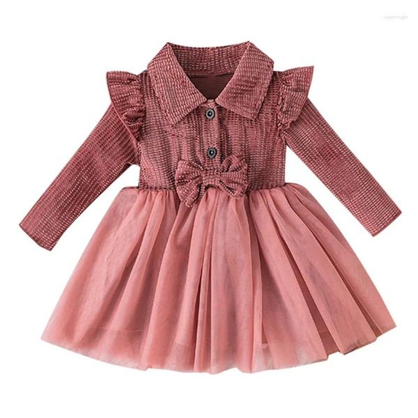 Robes de printemps pour filles, chemises pour bébés, princesse, en dentelle, tenues de fête de premier anniversaire, vêtements d'automne, 2024