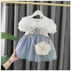 Meisje Jurken Zomer Babykleertjes Jean Rok T-shirt Kant Kleine Tas 2023 Infantil Prinses Lente Kleding 1-5 Jaar kind Meisjes Outfits