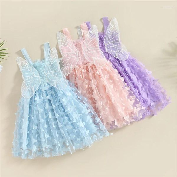 Vestidos de niña Vestido para bebés de verano Lindos alas de mariposa de mariposa Mesh de malla Vata de pelota Niños dulces Princesas Girls