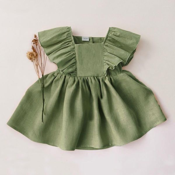 Fille robes été bébé robe pour 0-4Y lin coton enfant en bas âge mode décontractée princesse filles vêtements