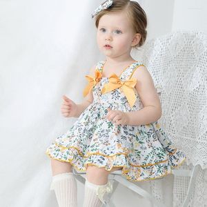 Meisjesjurken zomer babymeisjes jurk met bloeier kinderen kleding1-6 jaar bloem spanje meisjes kleding roeping vakantie