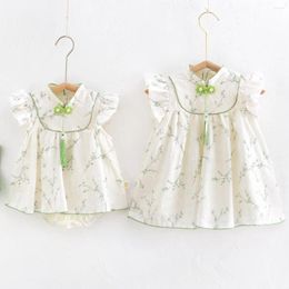 Robes de fille d'été bébé filles corberes exquise coton imprimé floral manche volante couchée