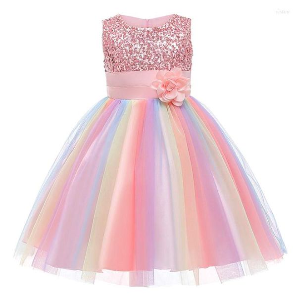 Vestidos de niña de verano para niñas, vestido de flores con lentejuelas, ropa de cumpleaños, boda, fiesta de princesa, ropa de Navidad para niños