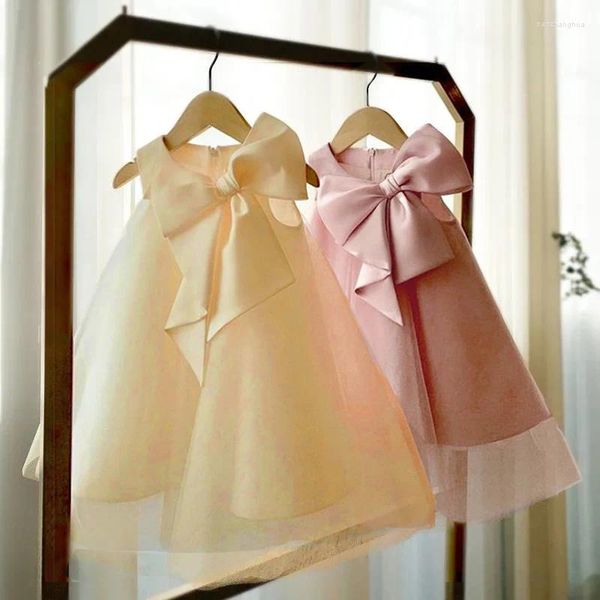 Robes de fille Summer Big Bow Baby Party Baptême 1er anniversaire Mariage Princesse Robe pour Bridemaid Robe de soirée Vêtements pour enfants