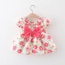 Robes d'été pour filles, tenue de bébé avec nœud imprimé, vêtements de princesse pour fête d'anniversaire de 1 an, vêtements pour tout-petits