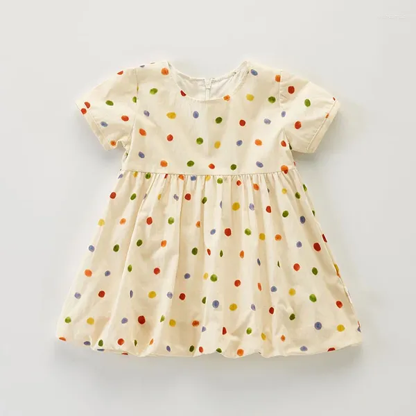 Vestidos de niña Verano Nacido Niños Bebés Niñas Manga corta Color Punto de onda Vestido Infantil Princesa Ropa para niños