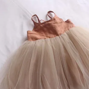 Robes d'été pour filles, Tutu marron, robe Lolita décontractée, Midi, pour enfants et adolescents, robe de princesse de fête