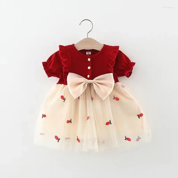 Robes de fille d'été enfants Bow Bow Fruit Fruit Short Robe