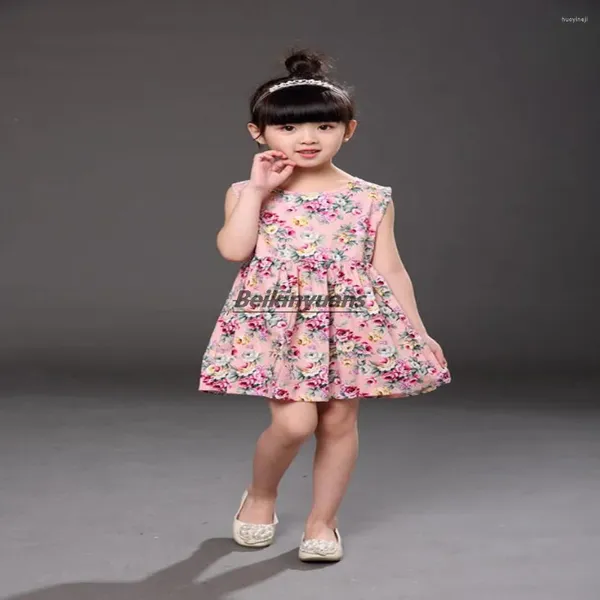 Vestidos de niña Vestido de verano para niños Europa y América Fan Girls Tendencia sin mangas Princesa linda