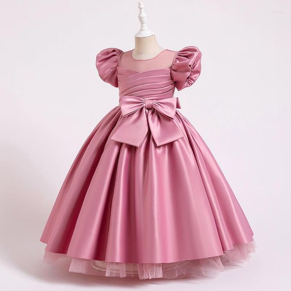 Fille Robes D'été Mignon Filles Grand Arc Princesse Robe Enfants Sans Manches Tulle Vêtements Enfants Fête D'anniversaire Robe Robe De Pâques Costume